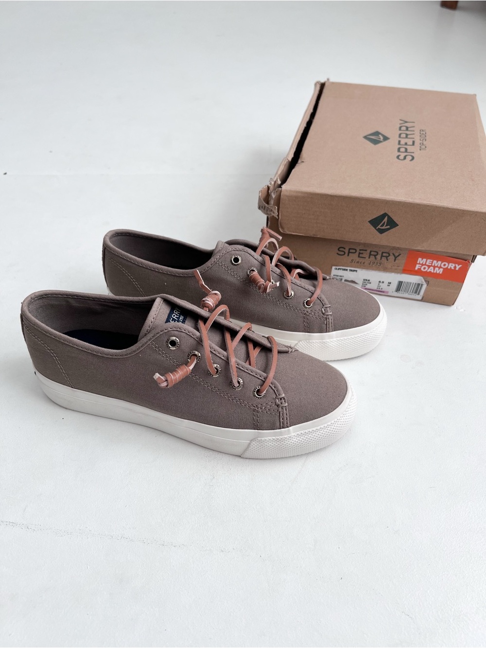 NEW Sperry Brown-Taupe Canvas Low-Top Sneakers